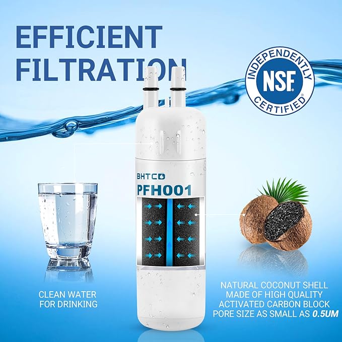 Water Filter Replaces WRS325SDHZ/ WRS325FDAM/ WRS325SDHW/ WRS325SDHB/ WRS325FDAW/ WRS325FDAB/ WRS325SDHV Model for Whirlpool Refrigerator- NSF Certified(3Pcs)