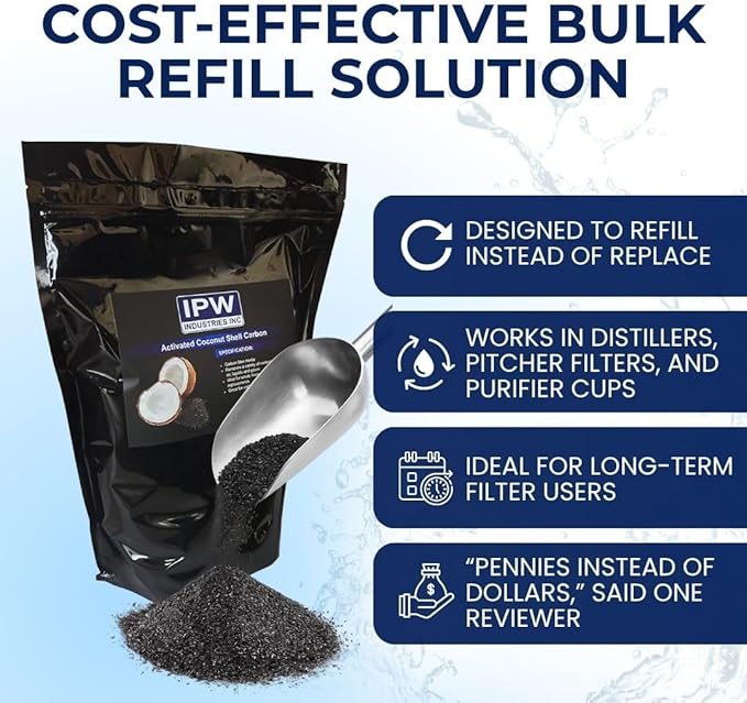 5 Lbs Bulk Water Filter/Air Filter Refill Coconut Shell Granular Activated Carbon Charcoal by IPW Industries Inc