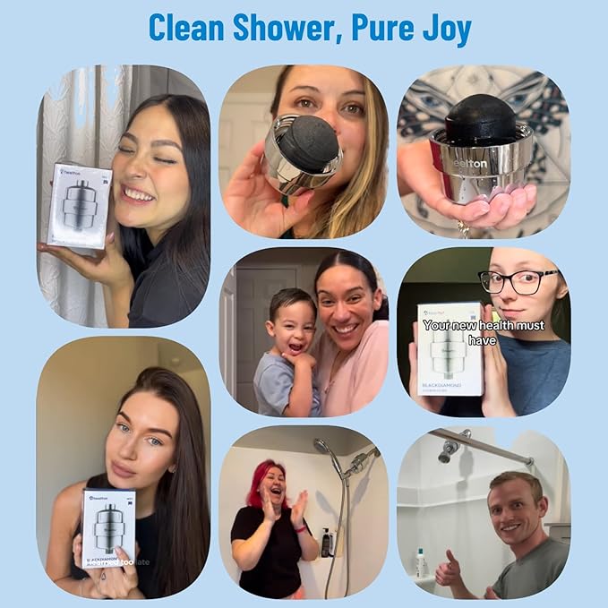 Wheelton Shower Filter - Upgraded Compressed Carbon Shower Head Filter for Hard Water, Remove Chlorine Fluoride, Heavy Metals, Chemicals to Revitalize Dry Itchy Skin (WS1)