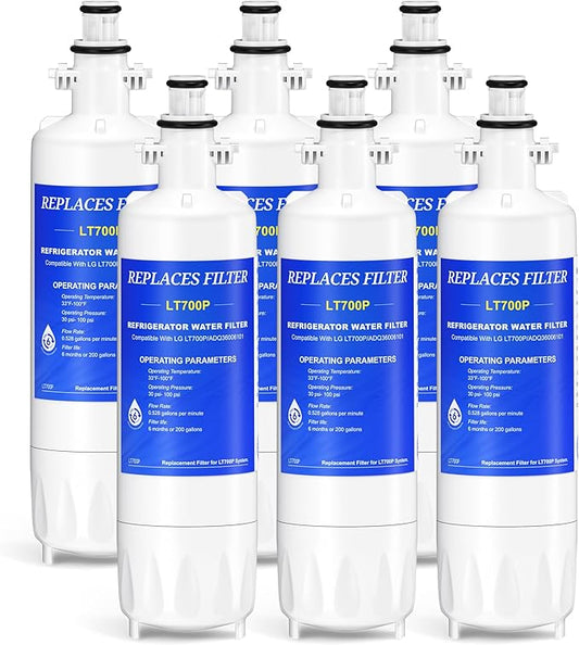 ADQ36006101 Water Filter Replacement Compatible with LG LT700P, LT700PC, ADQ36006102, ADQ36006101-s, Kenmore 9690, 469690, LFXS29766S,6 Pack, By CHOPLO