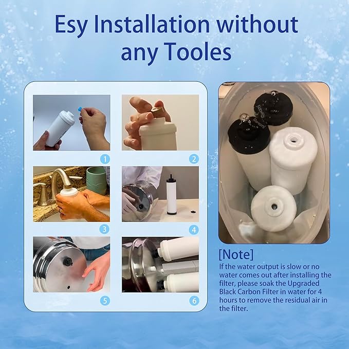 【Upgraded】Renami Ceramic Filter & Fluoride Filter Replacement for Berkey® BB9-2 Black Filters & PF-2 Fluoride Filters, Compatible with Berkey® Gravity Water Filter System, Combo Pack