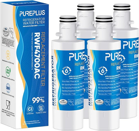 PUREPLUS MDJ64844601 Replacement for LG LT1000P ADQ747935, Kenmore 9980, LT1000, LT1000PC, ADQ74793501, ADQ74793502, LMXS28626S, LMXS30796S, Refrigerator Water Filter, Model: RWF4700AC, 4Pack