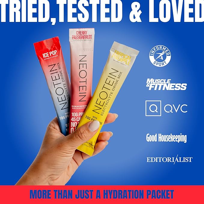Electrolyte Powder Packets with 10g Protein & Collagen | Hydration Packets - Zero Sugar, NO Fillers, NO Carbs | Ice Pop | 40 Calories | Keto & Paleo | Pack of 15