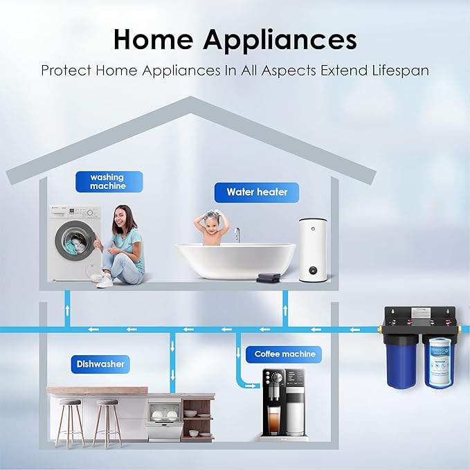 Waterdrop FXHTC Whole House Carbon Water Filter, Replacement for GE® FXHTC, GXWH40L, GXWH35F, Culligan® RFC-BBSA, American Plumber W10-PR, W10-BC, WRC25HD, 10" x 4.5" Cartridge, 5 Micron, Pack of 2