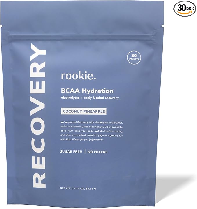 Rookie Wellness Recovery BCAA - Electrolyte and BCAA Powder with 5 g of Branched Chain Amino Acids for Muscle Recovery, Electrolytes for Hydration, & Only 10 Calories (30 Servings, Coconut Pineapple)