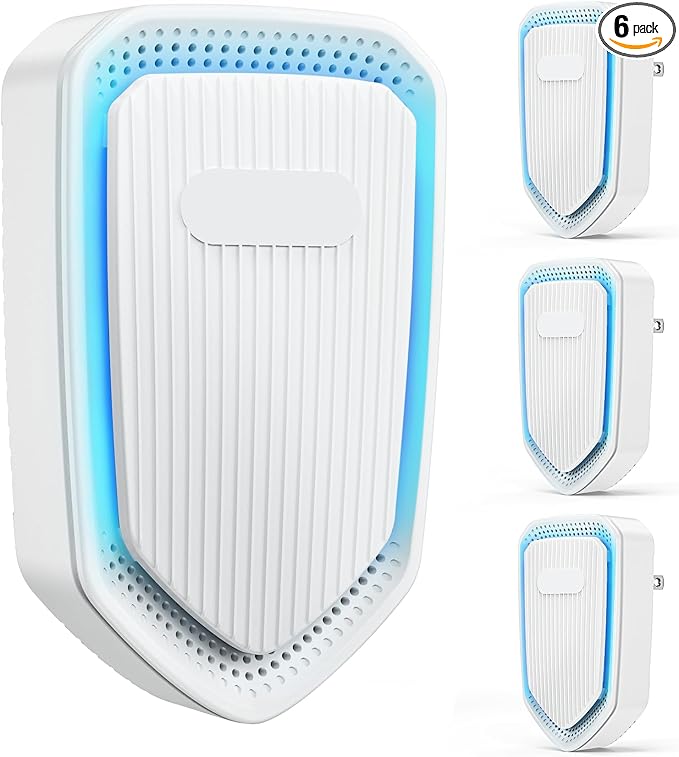 Air Ionizers Plug In Negative Ion Air Purifiers Quiet Air Freshener for Home Bedroom Office Basement - Portable Mini Air Cleaner Odor, Smoke, Dust, Pet Smell (6, White)