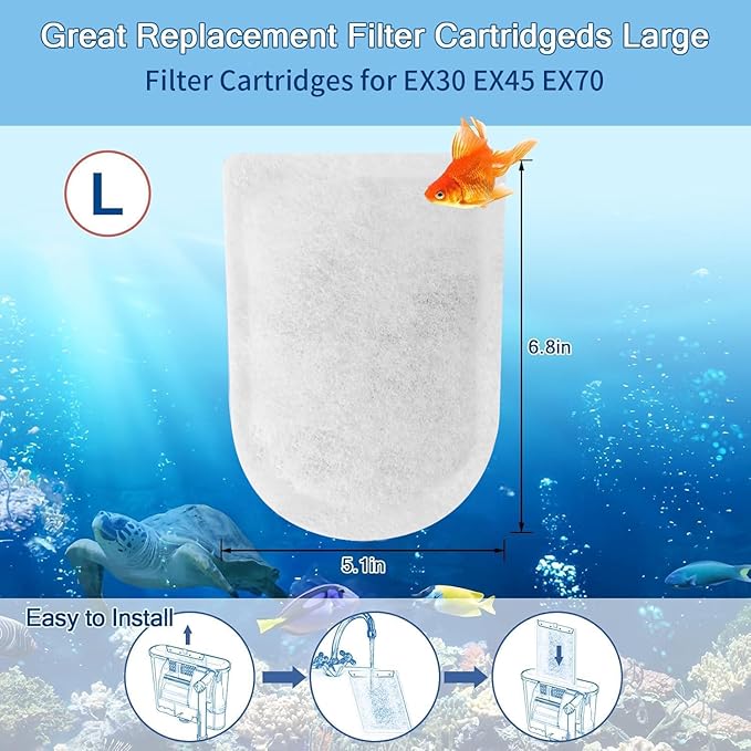 10 Packs Carbon Filter Cartridges for Whisper EX Filters, Replacement Filter Cartridges Large, Fits Whisper EX30/EX45/EX70 Filters