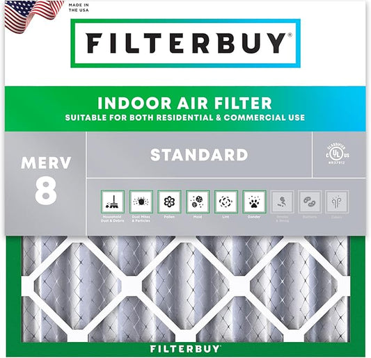 Filterbuy 24x24x4 Air Filter MERV 8 (MPR 700) Dust Defense Replacement (1-Pack), Electrostatic Pleated HVAC AC Furnace Filters, Made in USA (Actual Size: 23.38 x 23.38 x 3.63)