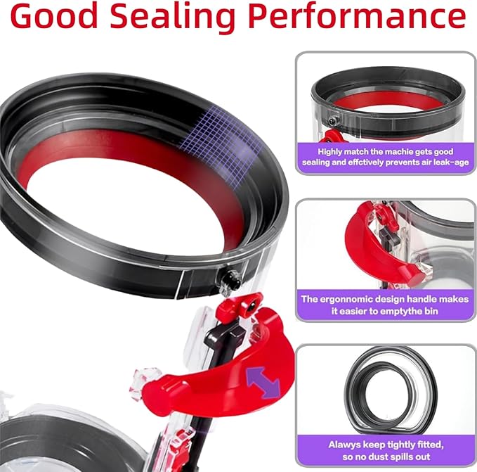 Canister Dust Bin and Filter Replacement Compatible With Dyson V11, V15, SV14, SV15, SV22 Vacuum Cleaners Bin Vacuum Dust Bucket HEPA Filter Attachments Part no. 970050-01/965443-01, NOT for Outsize