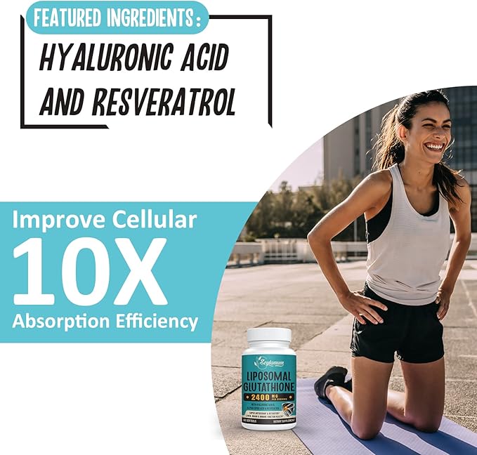 2400 MG Liposomal Glutathione Softgels, Max Absorption, Active Form L-Glutathione Reduced (GSH), with Hyaluronic Acid, Resveratrol, Master Antioxidants for Detox, Brain, Immune System, 600 Softgels