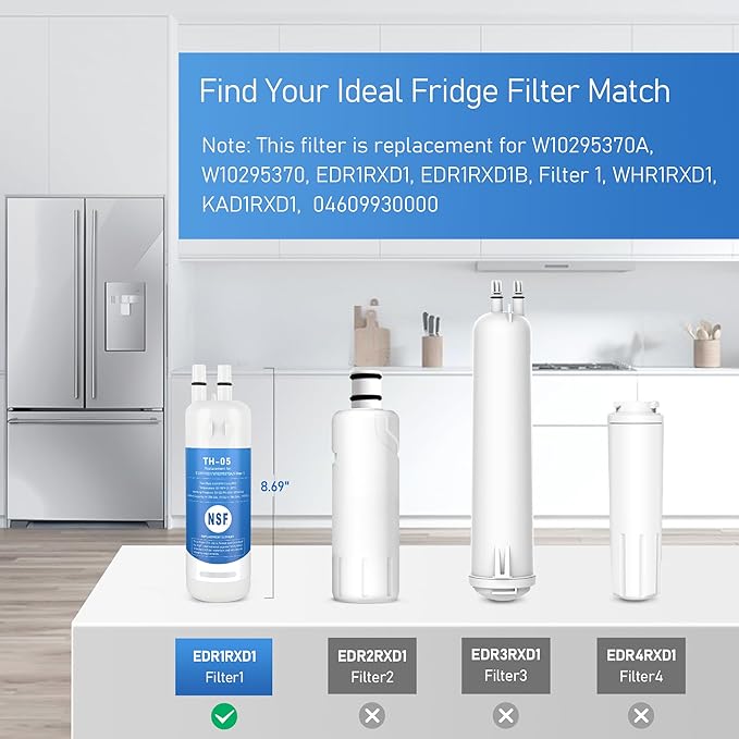 EDR1RXD1 Water Filter 1 Replacement, Compatible with WRS315SDHZ, WRS571CIHZ, WRS555SIHZ, WSF26C3EXF, WRS325SDHZ, WRF560SEHZ, WRF560SEHB, WRF560SEHW, WRF560SEHV, WRS555SIHW, WRS555SIHV, 2 Pack