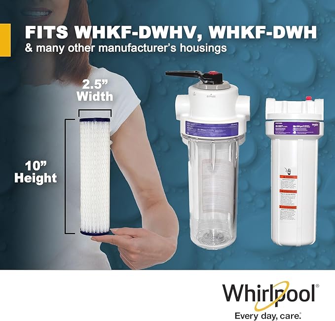 Whirlpool Whole House Pleated Water Filters WHKF-WHPL, Full Case of 24 Filters, NSF Certified 30-Micron Filtration Reduces Sediment, Sand, Soil, Silt & Rust, for standard filter housings