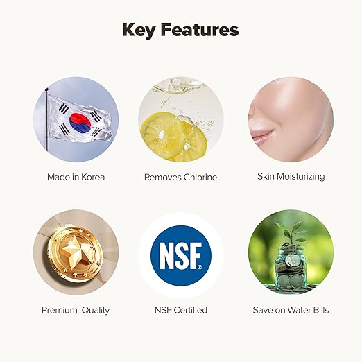 Water Filter for Sink Faucet, Double-Step Filtration, Vitamin C Gel, NSF Certified, Snowflake Holes - Removes Impurities, Chlorine and Rust - Skin Hydration, Made in Korea, Olive Green