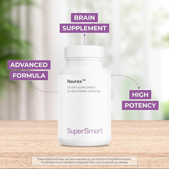 SUPERSMART - Neurex - Help Improve Memory & Speed of Cognitive Processing - Help Prevent Cerebral Aging - Brain Supplement Formula | Non-GMO & Gluten Free - 60 Vegetarian Capsules