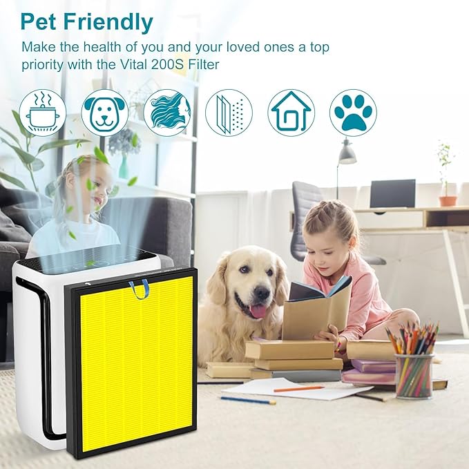 Vital 200S Replacement Filter for Levoit, High Efficiency and Activated Carbon Filter, 2 Pack