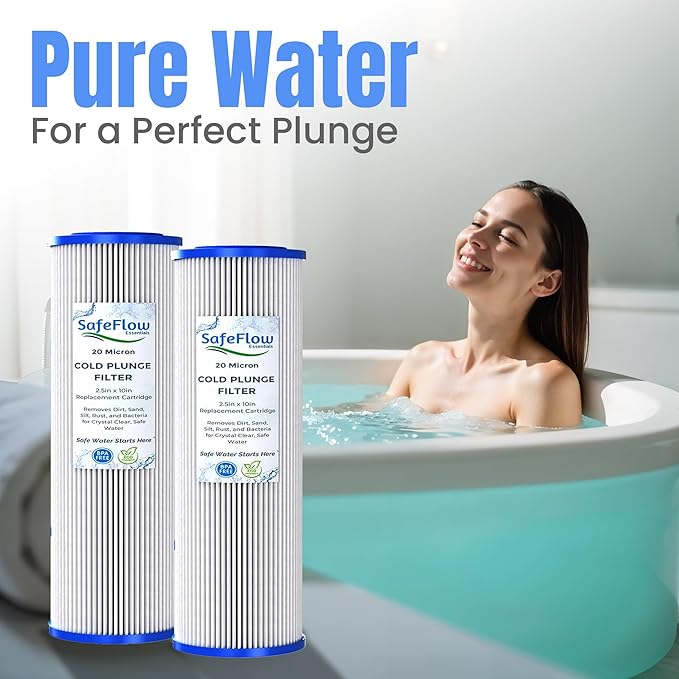 10in Ice Bath Chiller Filters 20 Micron 10" x 2.5" Water Filter Replacement Cartridge – Fits Ice Pod Cold Plunge Water Chiller, Cold Plunge Filters, Water Filter for Cold Plunge (4)