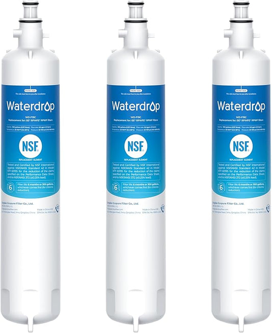 Waterdrop Replacement for GE® RPWFE®, RPWF (Built-in CHIP) Refrigerator Water Filter, Compatible with GFE28GYNFS, GFE28GELDS, PFE28KELDS, PFE28KYNFS, GFD28GELDS, PWE23KELDS, PWE23KMKES, 3 Filters