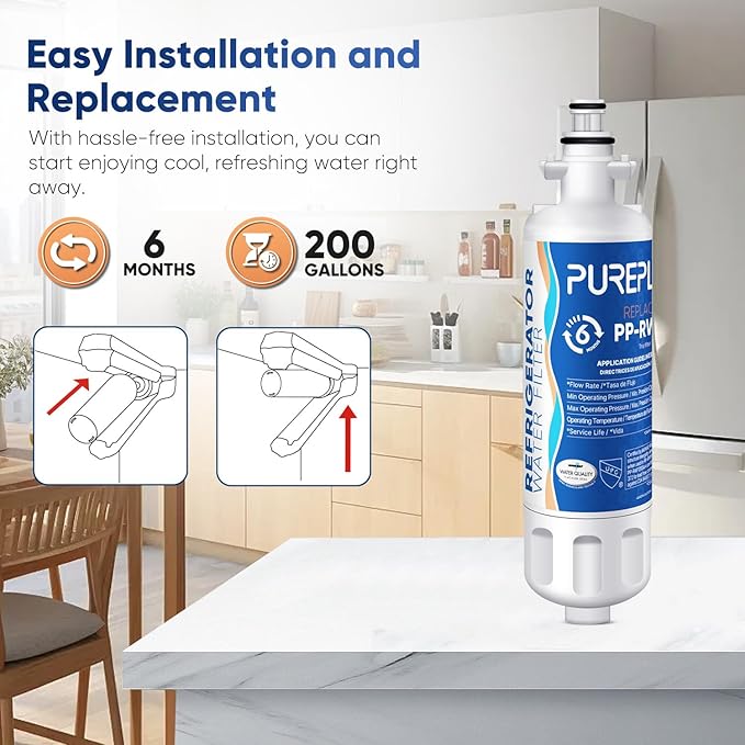 PUREPLUS LT700P NSF 53&42 Certified Replacement for LG ADQ36006101 Kenmore 469690, ADQ36006102, LFXS30766S, LFX28968ST, LFX31925ST, LFX31945ST, LT120F Refrigerator Water Filter, 1Pack