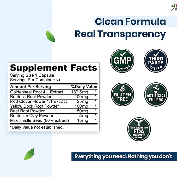 Extra Strength Fast Acting 7-in-ONE Advanced Formula - Full Body Cleanse - Detox & Liver Cleanse - Detox & Liver Repair, All Natural Toxins Remover, Healthy Cleansing Support for Liver (60 Capsule)