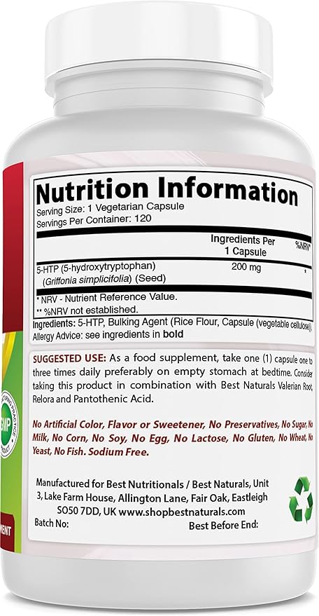 Best Naturals 5-HTP 200 mg 120 Vegetarian Capsules