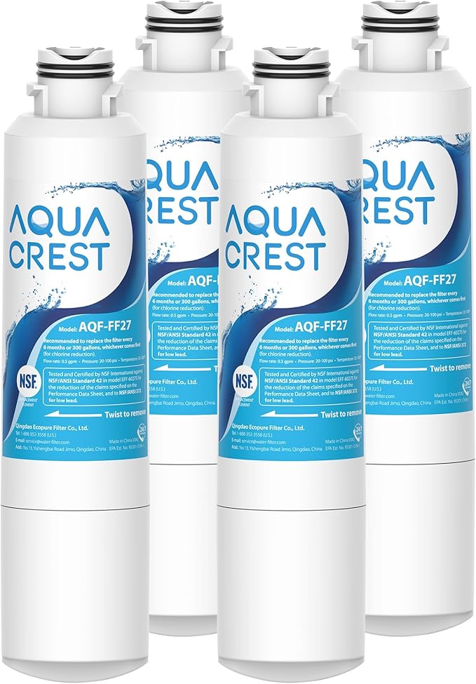 AQUA CREST DA29-00020B Replacement for Samsung HAF-CIN/EXP, DA29-00020B-1, RF28HMEDBSR, RF263BEAESR, RF4287HARS, HAF-CIN, DA97-08006A-1, RF28K9380SR, RF28HFEDTSR, Refrigerator Water Filter, 4 Filters