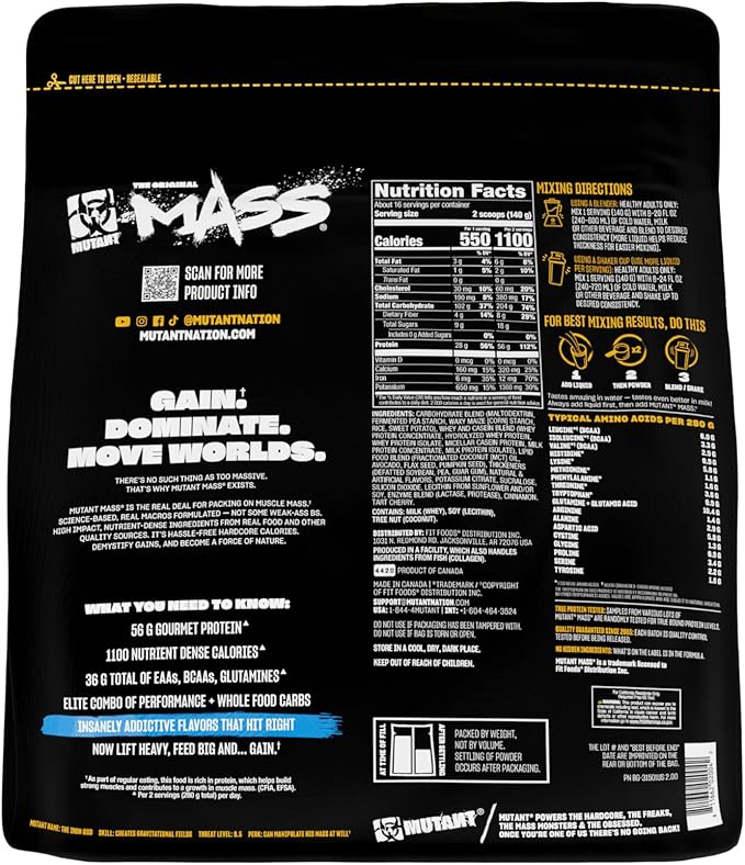 Mutant Mass | Weight Mass Gainer Protein Powder - high Calorie Protein Powder for Muscular Mass - Vanilla Ice Cream - 5 Pound
