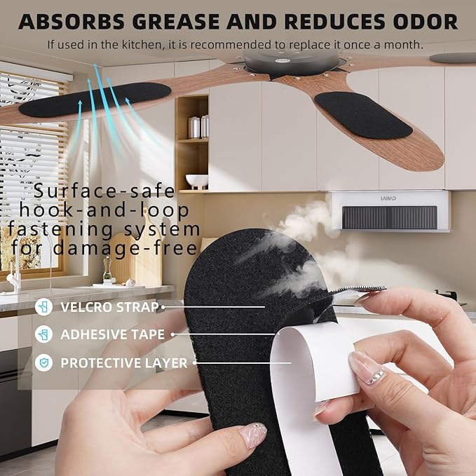 20 Pack Ceiling Fan Filters for Blades, 95% Activated Unscented Coconut Shell Carbon Filter, Ceiling Fan Air Purifier Pads for Common Household Contaminants, Unscented, Easy to Stick, Clean