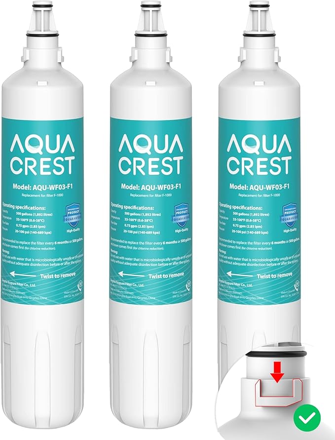 AQUA CREST F-2000, F-1000, 4204490 Sub Zero Water Filter Replacement for InSinkErator® F-1000,F-2000, F-3000, Sub-Zero 4204490,4290510 and AquaPure AP Easy C-Complete, Subzero Filter, NSF/ANSI 42