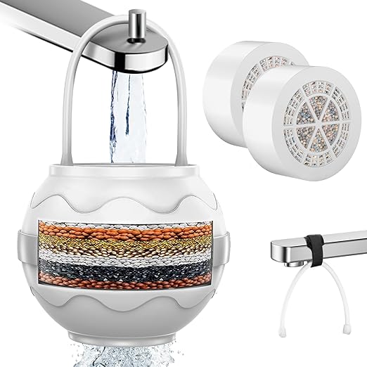 Bath Filter for Tub Faucet - 8 Stages Bath Water Filter, Hard Water Softener, Remove contaminants, lmproved Skin, Hair, and Nail Condition, It's BPA-Free (White)