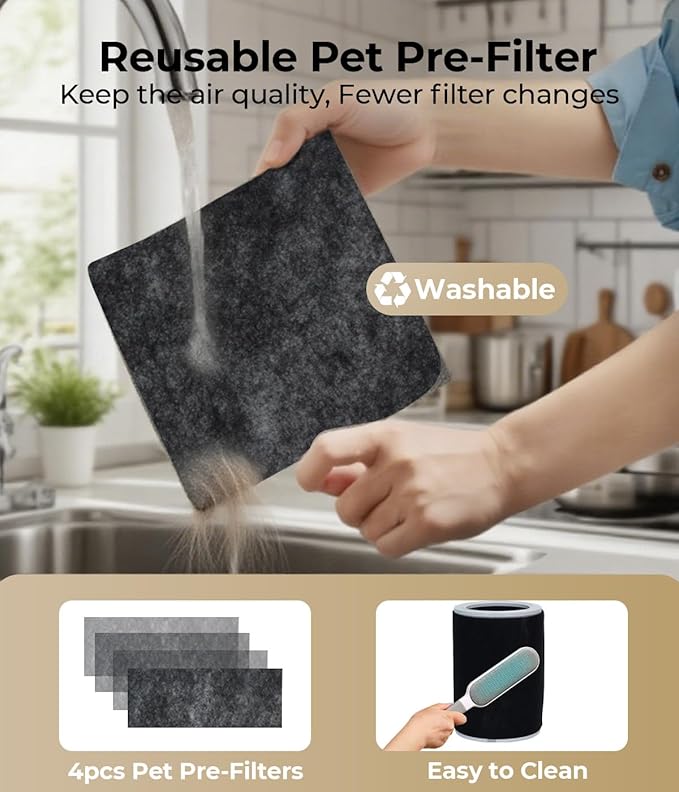 VENTISOL Air Purifiers for Home Large Room 1200 Ft², HEPA Filter Pet Air Purifier for Bedroom,Sleep Mode, with PM 2.5 Display, 360° Remove Smoke Odor, Washable Per Filters, White