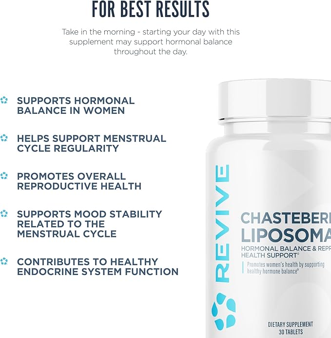 Revive MD Chasteberry Supplement for Women - Chaste-Berry Liposomal (Vitex Agnus-Castus) - Supports Women's Health, Hormone Balance & Fertility - 30 Tablets