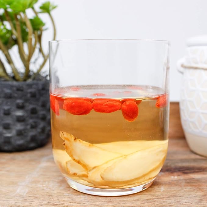 American Ginseng Slices from Wisconsin, DOL American Wisconsin从Ginsengs Slices Root for Tea, Energy for Men Women Mental Health Boosts Immunity, Gluten Free, 花旗参/西洋参 Long Strip 1 Bag of 4OZ
