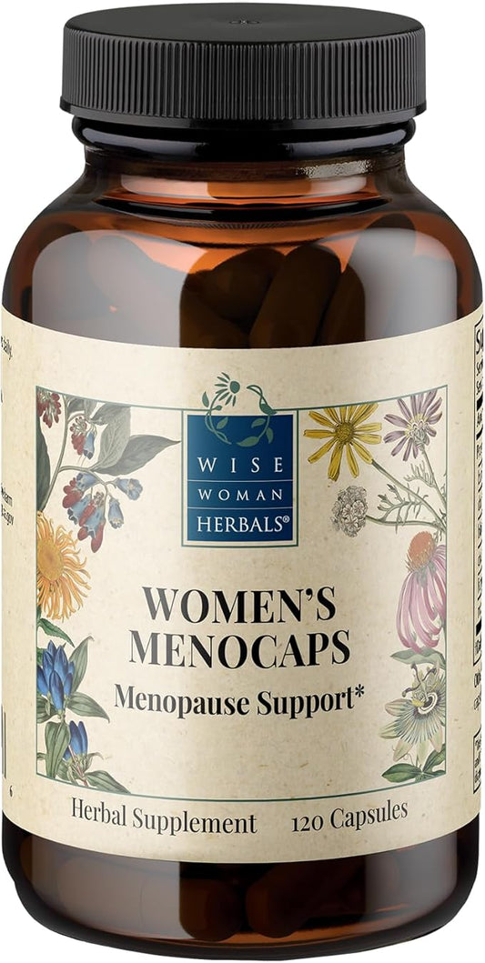 Wise Woman Herbals Women's Menocaps Non-GMO Herbal Blend for Menopause Support, Hot Flashes, Night Sweats, Mood Support, Emotional Balance, Hormonal Support 120 Veg Caps
