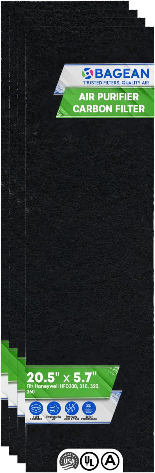 Bagean Carbon Pre Filter 20.5” x 5.7” Compatible with Honeywell Air-Genius Tower Air Purifier Models HFD320 & More - Fits Honeywell K Filter Replacement - Filters Odors & Freshens the Air (4-Pk)