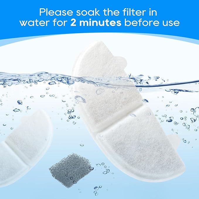 WF20/CF20 Cat Water Fountain Filter Replacement for Wireless Pumps Pet Fountain, 6 Pack Pet Filter Replacement with 6 Pack Water Pump Filters