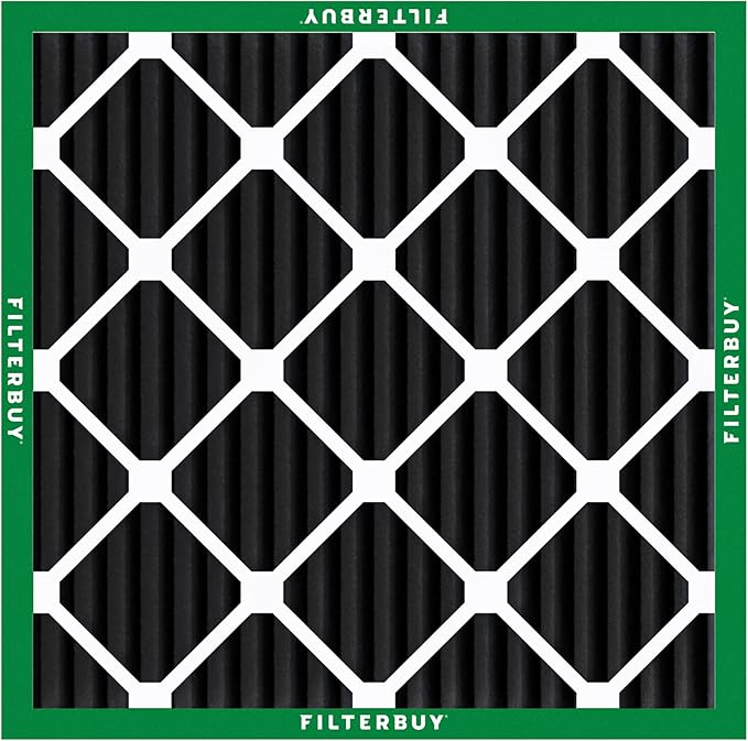 Filterbuy 25x25x1 Air Filter MERV 8 (MPR 700) Odor Eliminator Replacement (5-Pack), Electrostatic Pleated HVAC AC Furnace Filters w/Activated Carbon, Made in USA (Actual Size: 24.50 x 24.50 x 0.75)