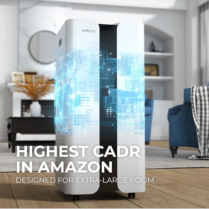 CleanForce Extra large Air Purifier for home large room, covers 4000 ft², H13 True HEPA Filter, Filters 99.97% Dust, Smoke, Odor, Pollen, VOCs, Commercial Air Cleaner for office, classroom | MEGA1000