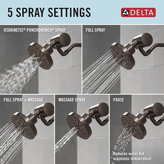 Delta Faucet 5-Setting H2Okinetic Shower Head Oil Rubbed Bronze with Clarifi Premium Shower Filter Attachment with Filter