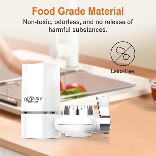 Water Filter for Sink Faucet with Universal Adapter, Removes 99% of Lead, 800 Gal Tap Water Filter System for Kitchen Sink, Reduce Chlorine, 1 Washable Durable Ceramic Filter