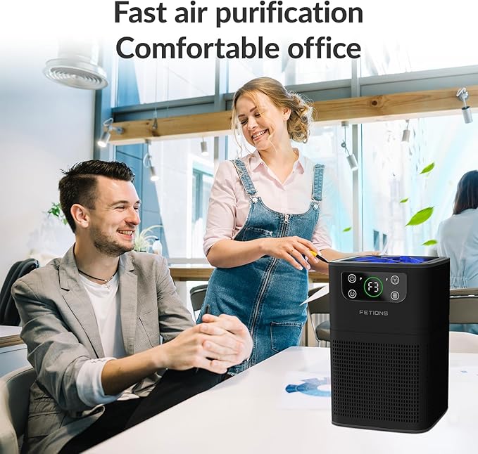 Air Purifiers for Bedroom Home, FETIONS Air Cleaner with Fragrance Sponge Sleep Mode 3-in-1 Filtration System, Compact with H13 HEPA Filter for Pet Dander Pollen Smoke Dust Odor, Black,1 Pack