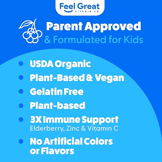 Elderberry for Kids Liquid Drops with Vitamin C & Zinc - 2oz - Children and Toddler Immune Support Supplement USDA Organic Sambucus Elderberry Extract Ages 1-13 Years - Made in USA - 2 fl oz