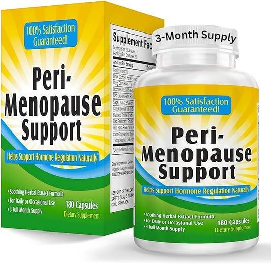 3-Month PERI-Menopause Supplements (All-in-1) Women's Hormone Support for Women | Blend of 11 Herbs & Extracts | PeriMenopause Supplement | Female Hormonal Balance | 90-Day Supply | 180 Capsules