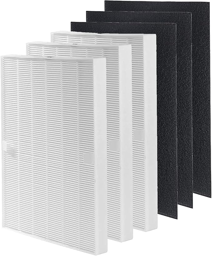 3 Pack 115115 Replacement Filter A Size 21 for Winix PlasmaWave Air Purifier C535 5300 5300-2 P300 6300, 6300-2,H13 True HEPA Filter with 3 Carbon Pre-Filters
