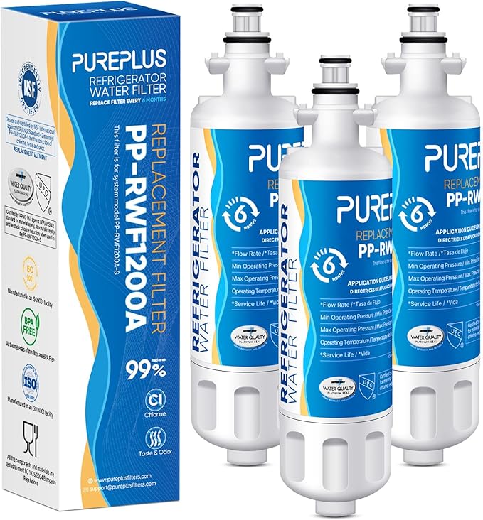 PUREPLUS 9690 Replacement for LG LT700P Kenmore Elite 469690, ADQ36006102, ADQ36006101, LFXS30766S, LFX28968ST, LFX31925ST, LFX31945ST, LFXS29626S, RWF1052, RWF1200A Refrigerator Water Filter, 3Pack