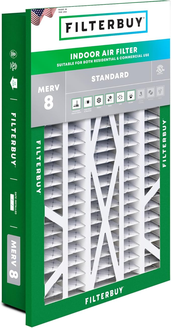 Filterbuy 20x30x5 Air Filter MERV 8 (MPR 700) Dust Defense Replacement (1-Pack), Pleated HVAC AC Furnace Filters for Honeywell Return Grille (Actual Size: 18.38 x 28.63 x 3.69)