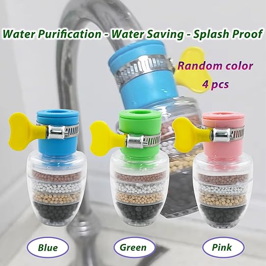 4 Pack Faucet Water Filter,6 Layer Cartridge Activated Carbon Filters Water Filter Faucet Replacements for Sink Applicable 1/2inch - 3/4inch Faucet