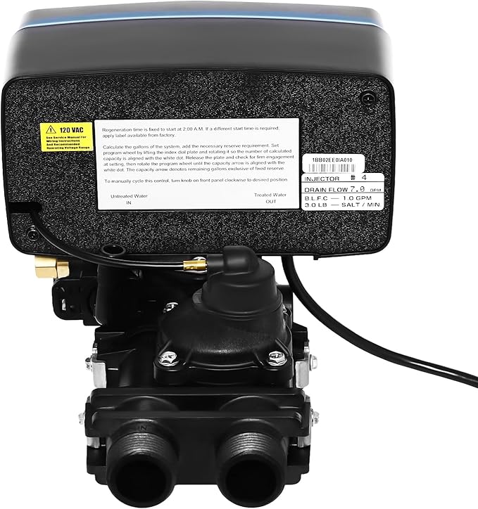 Water Softener Head Replacement, 110V 3W Digital Water Softener Control Head Timer Control Valve, Whole House Water Softener Control Valve Head Water Softener on Demand Control Head Valve, Black