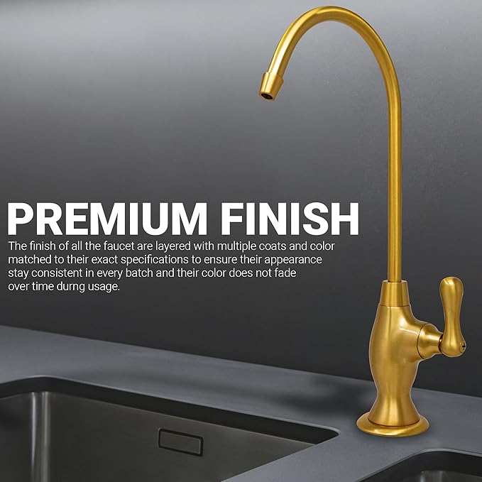 Non-airgap RO Faucet Reverse Osmosis Drinking Water Filtration System Water Dispenser Spout (Classic Bronze). Vase Style with Faucet Wrench. NSF Certified.