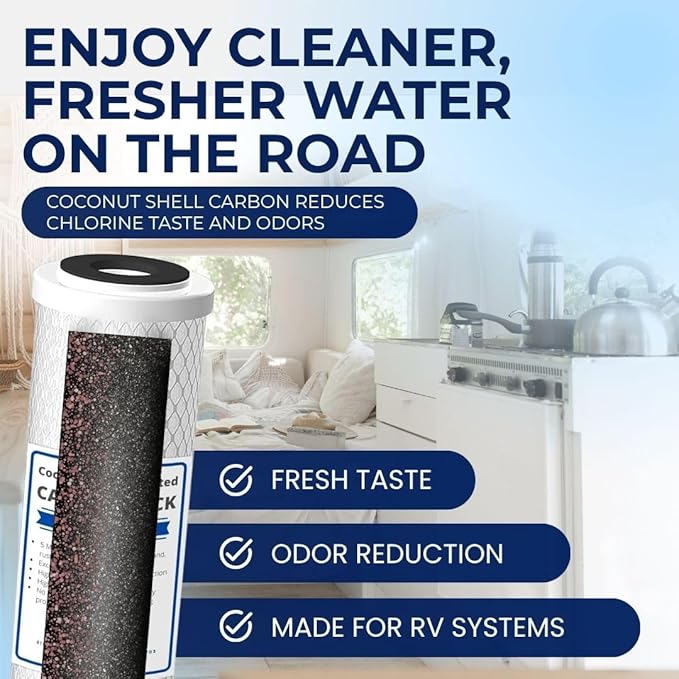 IPW Industries Inc. | 4-Pack Flow-Pur 8 (WCBCS-975-RV) Water Filter Replacement and Water Purifier Activated Carbon Filter for RV Water Filter System