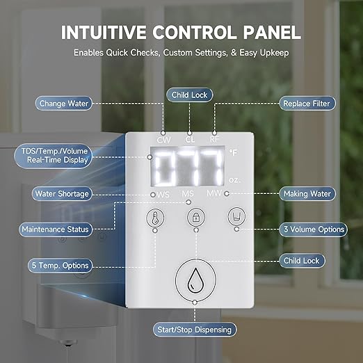 CO-Z Countertop Reverse Osmosis Water Filter, 5-Stage RO Water Filtration System, Portable Water Purifier Dispenser with 5 Temp 3 Preset Volume Options, 4:1 Pure to Drain, NSF/ANSI 58, No Installation